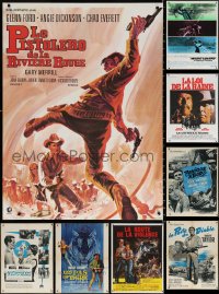 9s457 LOT OF 10 FORMERLY FOLDED 23X32 FRENCH POSTERS 1960s-1970s a variety of cool movie images!