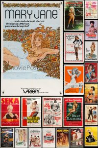 9s200 LOT OF 56 FOLDED SEXPLOITATION ONE-SHEETS 1970s-1980s sexy images with some nudity!