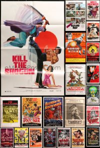 9s209 LOT OF 48 FOLDED KUNG FU ONE-SHEETS 1970s-1980s cool images from martial arts movies!