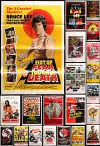 9s213 LOT OF 40 FOLDED KUNG FU ONE-SHEETS 1970s-1980s cool images from martial arts movies!
