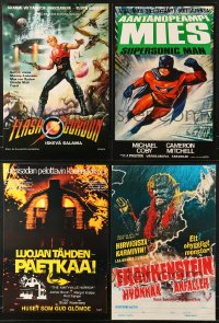 9s437 LOT OF 4 UNFOLDED HORROR/SCI-FI FINNISH POSTERS 1970s-1980s cool movie images!