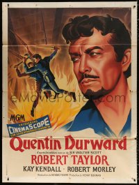 9t534 ADVENTURES OF QUENTIN DURWARD French 1p 1956 different art of hero Robert Taylor, very rare!