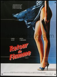 9t551 BACKFIRE French 1p 1988 great art of woman's sexy legs & her hand holding gun!