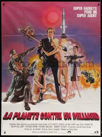 9t565 BILLION DOLLAR THREAT French 1p 1979 art of spy Dale Robinette with sexy blondes in bikinis!