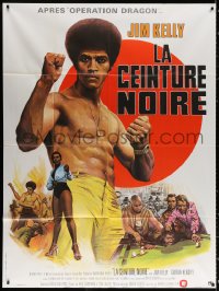 9t566 BLACK BELT JONES French 1p 1974 cool completely different art of Jim Dragon Kelly, kung fu!
