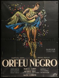 9t568 BLACK ORPHEUS French 1p R1961 Marcel Camus' Orfeu Negro, best art by Georges Allard!