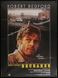 9t580 BRUBAKER French 1p 1981 different image of warden Robert Redford in Wakefield prison!