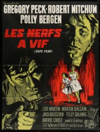 9t586 CAPE FEAR French 1p 1962 Gregory Peck, Robert Mitchum, classic film noir, cool different art!