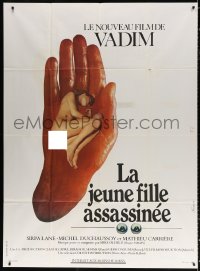 9t591 CHARLOTTE French 1p 1975 Vadim's La Jeune fille Assassinee, naked Sirpa Lane in giant hand!