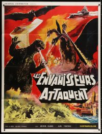 9t618 DESTROY ALL MONSTERS French 1p R1970s different art with Godzilla, Ghidorah, Rodan & more!