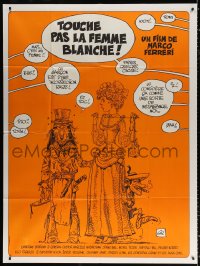 9t633 DON'T TOUCH THE WHITE WOMAN orange style French 1p 1974 great comic cartoon art by Gir!