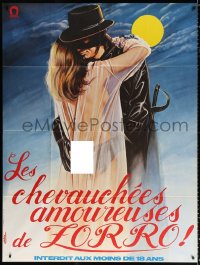 9t643 EROTIC ADVENTURES OF ZORRO French 1p 1972 sexy rated Z masked hero, best different Loris art!