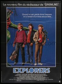 9t649 EXPLORERS French 1p 1985 art of young Ethan Hawke & River Phoenix with alien, Joe Dante!