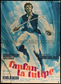 9t651 FANFAN THE TULIP French 1p R1960s great Michel Landi art of Gerard Philipe with sword!