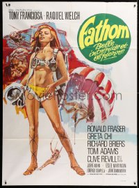 9t655 FATHOM French 1p 1967 different art of sexy nearly-naked Raquel Welch in skydiving harness!