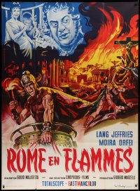 9t658 FIRE OVER ROME French 1p 1973 L'incendio di Roma, cool sword & sandal artwork!