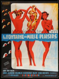 9t662 FOUNTAIN OF LOVE French 1p 1969 barest, bawdiest sex, art of three sexy nude teens covorting!