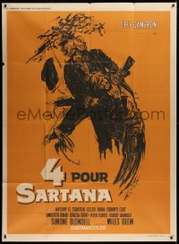 9t664 FOUR CAME TO KILL SARTANA French 1p 1970 cool spaghetti western art by DeAmicis!