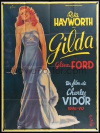 9t680 GILDA French 1p R1972 art of sexy Rita Hayworth full-length in sheath dress by Boris Grinsson!