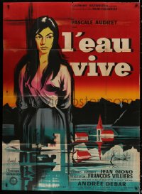 9t681 GIRL & THE RIVER style A French 1p 1958 Villiers' l'eau vive, Hurel art of Pascale Audret!