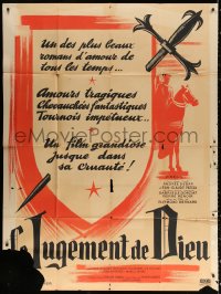 9t726 JUDGMENT OF GOD French 1p 1952 Raymond Bernard's Le Jugement de Dieu, cool art, rare!