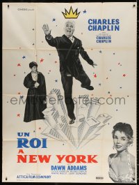 9t731 KING IN NEW YORK French 1p 1957 different image of Charlie Chaplin & sexy Dawn Addams, rare!
