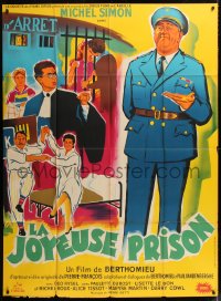 9t746 LA JOYEUSE PRISON French 1p 1956 great Belinsky art of police officer Michel Simon, rare!
