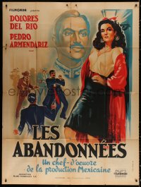 9t752 LAS ABANDONADAS black title French 1p 1947 different art of Dolores Del Rio on street corner!