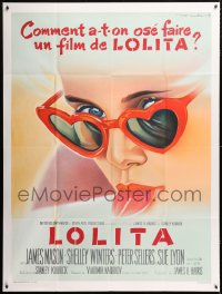 9t774 LOLITA REPRO French 1p 1980s Kubrick, sexy Sue Lyon w/sunglasses & lollipop, Soubie art!