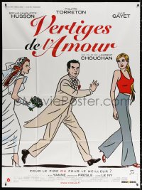 9t783 LOVE VERTIGO French 1p 2001 wacky TE art of groom running from bride toward sexy woman!
