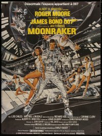 9t813 MOONRAKER French 1p 1979 art of Roger Moore as James Bond & sexy space babes by Goozee!
