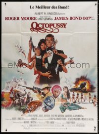 9t821 OCTOPUSSY French 1p 1983 art of sexy Maud Adams & Roger Moore as James Bond by Goozee!