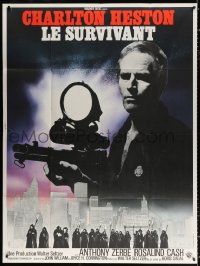 9t822 OMEGA MAN French 1p 1971 best different image of Charlton Heston with huge gun over city!