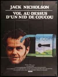 9t824 ONE FLEW OVER THE CUCKOO'S NEST French 1p 1976 different art of Nicholson, Forman classic!