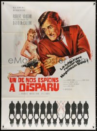 9t826 ONE OF OUR SPIES IS MISSING French 1p 1966 Robert Vaughn, The Man from UNCLE, sexy Rau art!