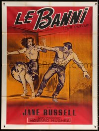 9t831 OUTLAW French 1p R1960s different art of sexy Jane Russell & Jack Buetel, Howard Hughes