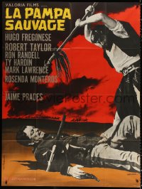 9t884 SAVAGE PAMPAS French 1p 1967 Robert Taylor as cowboy in South America, Guy Gerard Noel art!