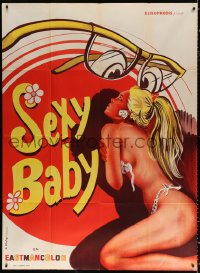 9t893 SEXY BABY French 1p 1973 sexy art of near-naked girl stared at by giant glasses with eyes!