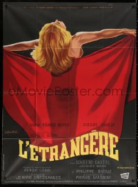 9t905 SIN WITH A STRANGER French 1p 1968 best Guy Gerard Noel art of naked woman behind red sheet!