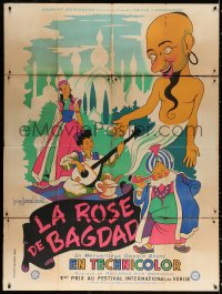 9t907 SINGING PRINCESS French 1p 1952 Italian cartoon, cool art of genie by Guy Gerard Noel!