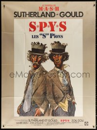 9t918 SPYS French 1p 1974 wacky cartoon art of Elliott Gould & Donald Sutherland!