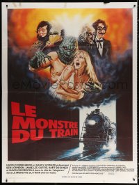 9t932 TERROR TRAIN French 1p 1981 different Larkin art with monsters attacking sexy sorority girl!