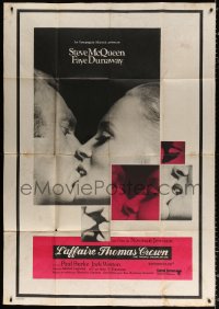 9t941 THOMAS CROWN AFFAIR French 1p 1968 best kiss c/u of Steve McQueen & sexy Faye Dunaway!