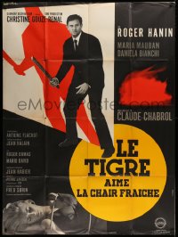 9t948 TIGER LIKES FRESH BLOOD style B French 1p 1964 Claude Chabrol, art by Guy Gerard Noel!