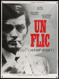 9t966 UN FLIC French 1p 1972 Jean-Pierre Melville's Un Flic, close up of smoking Alain Delon!