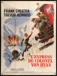 9t981 VON RYAN'S EXPRESS French 1p 1965 Boris Grinsson art of Frank Sinatra running for train!