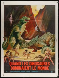 9t987 WHEN DINOSAURS RULED THE EARTH French 1p 1971 Hammer, different art of cavemen & women!