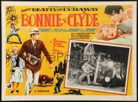 9t338 BONNIE & CLYDE Mexican LC 1969 Michael J. Pollard with gun by overturned getaway car!