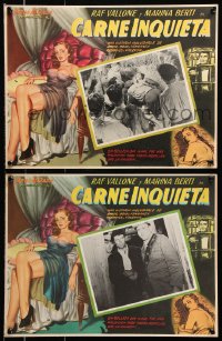 9t306 CARNE INQUIETA 3 Mexican LCs 1952 sexy Marina Berti in inset & barely dressed in border art!
