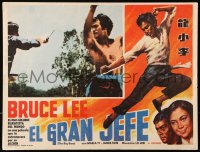 9t383 FISTS OF FURY Mexican LC 1973 great close up of Bruce Lee fighting + cool border art!